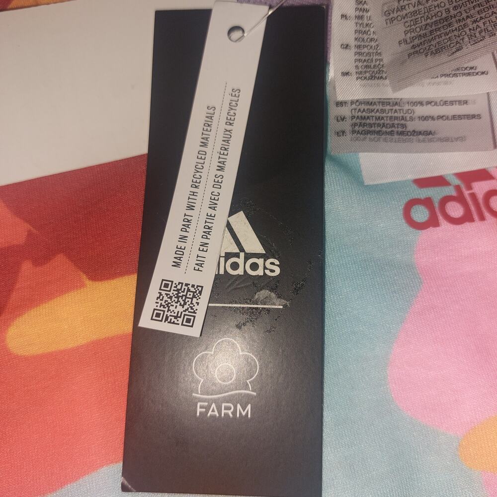 Adidas x Farm Rio Dress Training Midi Dress Gold/ Semi Solar red Love Island - Picture 9 of 14
